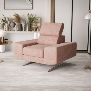 Milano Sessel 125 cm – Moderner Sessel mit verstellbarer Kopfstütze und T35+HR Schaum, Stoff Terra 61 - Rosa