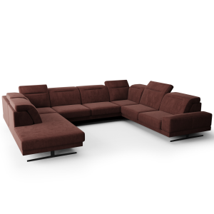 Fiore Max I Ecksofa 350x265 cm – Modernes XXL Ecksofa mit verstellbaren Kopfstützen, Stoff Terra 63 - Kupfer