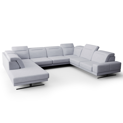 Fiore Max I Ecksofa 350x265 cm – Modernes XXL Ecksofa mit verstellbaren Kopfstützen, Stoff Aragon 70 - Hellblau.png