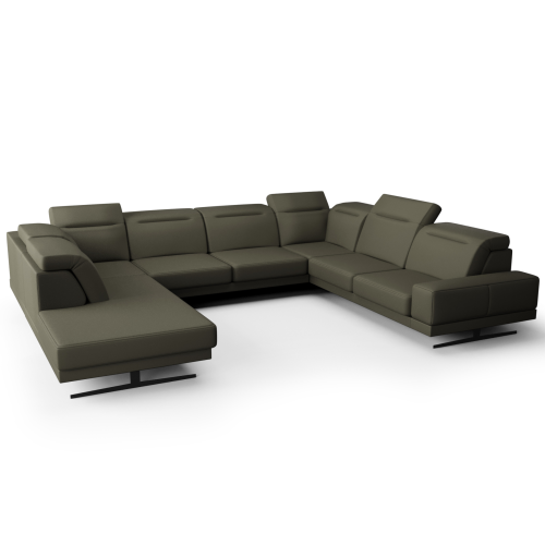 Fiore Max I Ecksofa 350x265 cm – Modernes XXL Ecksofa mit verstellbaren Kopfstützen, Echtleder L-2 - Olivgrün.png