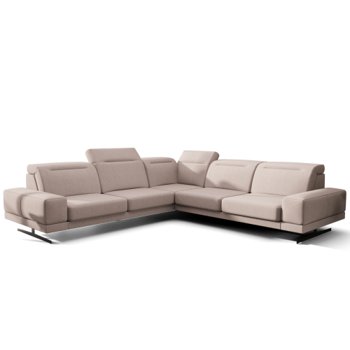 Ecksofa Fiore Max 265x265 cm mit T35 Schaum & Wellenfederung – modernes Ecksofa mit verstellbaren Kopfstützen, Gemma 04 - Beige.png
