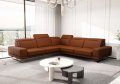 Ecksofa Fiore Max 265x265 cm mit T35 Schaum & Wellenfederung – modernes Ecksofa mit verstellbaren Kopfstützen, Echtleder