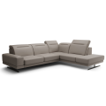 Ecksofa Fiore 265 × 220 cm mit verstellbaren Kopfstützen und T35-Schaum – Echtleder L-11, Grau.png