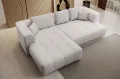 Ecksofa Albio S mit Schlaffunktion und elektrischer Sitztiefenverstellung, 288 × 188 cm – Stoff Eden 02, Pearl Beige