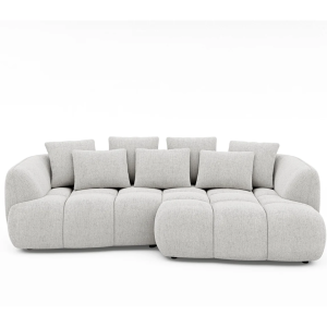 BESSO Ecksofa – modernes Design mit abgerundeter Form und besonders hohem Sitzkomfort - Stoff Artico, Nata - Creme