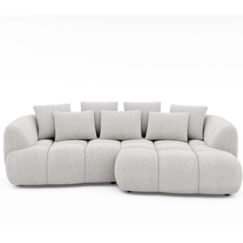 BESSO Ecksofa – modernes Design mit abgerundeter Form und besonders hohem Sitzkomfort - Stoff Artico, Nata - Creme.png