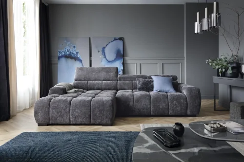 BULL S Ecksofa mit elektrischer Sitztiefenverstellung und Relaxfunktion – modernes Ecksofa 285 cm, Stoff Artico Anthrazit