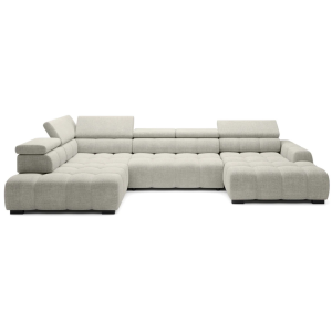 BULL XL Ecksofa – große Wohnlandschaft mit elektrischer Sitztiefenverstellung | modernes XL Sofa 393 cm - Stoff Artico Nata, Creme Beige