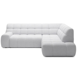 COCOON L Ecksofa mit elektrisch verstellbarer Sitztiefe – modernes Design & hoher Komfort - Stoff Jaguar 02, Creme