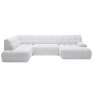 COCOON XL Ecksofa mit elektrischer Sitztiefenverstellung – modernes Designer Ecksofa 366 × 207 cm - Stoff Jaguar 02, Creme 