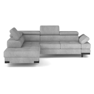 Emporio Ecksofa, modernes Sofa mit Schlaffunktion und Bettkasten - Grau