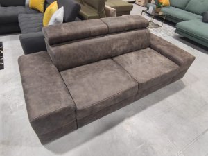 Elegantes Ledersofa Royal II – 225 cm, Verstellbare Kopfstützen & Echtes Leder - Nubukleder N-2, Braun | Sofort verfügbar