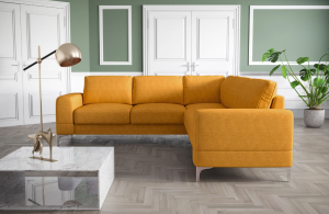 Ecksofa ARIA MAX L-Form 250×250 Schlaffunktion und Bettkasten - Links, ROSARIO 470 - Gelb | Sofort verfügbar 