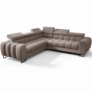 ASPEN MAX Ecksofa mit Schlaffunktion, verstellbare Kopfstützen & Bettkasten, 260×260 cm, Hellgrau (Gemma 80) - Rechts | Sofort verfügbar