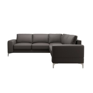 Ecksofa Leder ARIA  MAX Ledersofa L-Form 250×250 Schlaffunktion und Bettkasten, Hellgrau