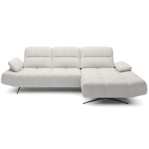 FALCAO S Ecksofa mit Relaxfunktion – elektrische Fußstütze & verstellbare Rückenlehne, Stoff Aurora 02 - Pearl, Creme