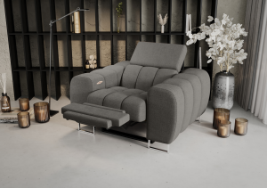 Aspen Relax Sessel – Sessel mit Relaxfunktion, elegant fürs Wohnzimmer, Stoff Moly 85 - Grau
