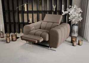 Aspen Relax Sessel – Sessel mit Relaxfunktion, elegant fürs Wohnzimmer, Stoff Moly 11 - Beige