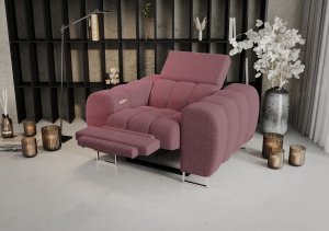 Aspen Relax Sessel – Sessel mit Relaxfunktion, elegant fürs Wohnzimmer, Stoff Aragon 69 - Altrosa