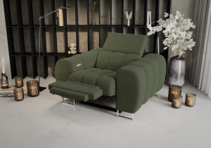 Aspen Relax Sessel – Sessel mit Relaxfunktion, elegant fürs Wohnzimmer, Stoff Aragon 39 - Dunkelgrün 