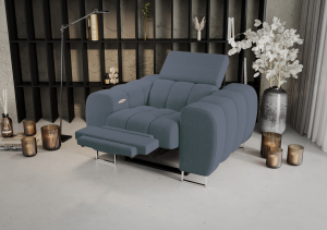 Aspen Relax Sessel – Sessel mit Relaxfunktion, elegant fürs Wohnzimmer, Stoff Gemma 77 - Dunkelblau