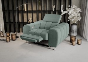 Aspen Relax Sessel – Sessel mit Relaxfunktion, elegant fürs Wohnzimmer, Stoff Gemma 72 - Türkis, Hellblau