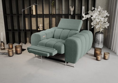 Aspen Relax Sessel – Sessel mit Relaxfunktion, elegant fürs Wohnzimmer, Stoff Gemma 72 - Türkis, Hellblau