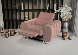Aspen Relax Sessel – Sessel mit Relaxfunktion, elegant fürs Wohnzimmer, Stoff Terra 61 - Rosa