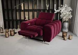 Aspen Relax Sessel – Sessel mit Relaxfunktion, elegant fürs Wohnzimmer, Stoff Terra 58 - Weinrot