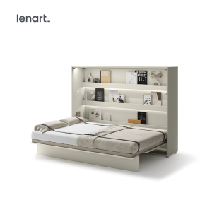 Wandklappbett 140x200 Horizontal Schrankbett Lenart BED CONCEPT Kashmir Beige BC-04 (Option mit wahlweise 40 cm Schrank)