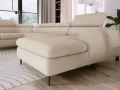 RAYO XL – funktionales Ecksofa mit Delfin-Schlaffunktion, geräumigem Bettkasten und verstellbaren Kopfstützen - Beige
