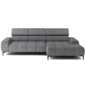 Ecksofa PLAZA MINI mit Relaxfunktion Elektrisch verstellbarer Sitz Sofa - Dunkelgrau (Cloud 97) 