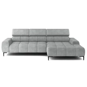 Ecksofa PLAZA MINI mit Relaxfunktion Elektrisch verstellbarer Sitz Sofa - Hellgrau (Cloud 80)