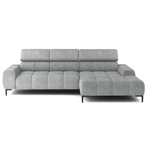 Ecksofa PLAZA MINI mit Relaxfunktion Elektrisch verstellbarer Sitz Sofa - Hellgrau (Cloud 80)