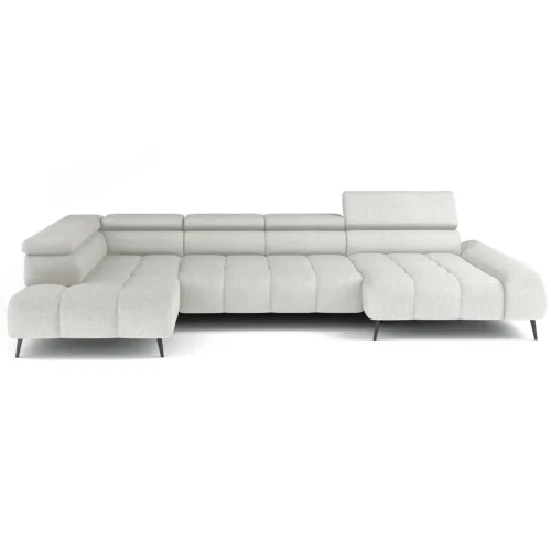 Ecksofa MAVEL XL Elegant mit elektrischer Sitztiefenverstellung und Kopfstützen - Stoff Aurora 02, Hellgrau.png