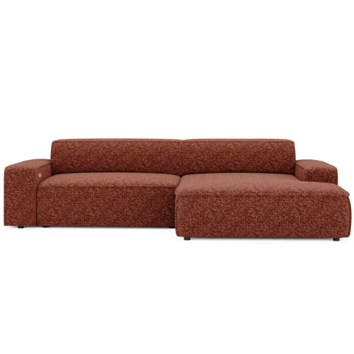 Ecksofa NUBE S – Modernes Design mit elektrischer Sitztiefenverstellung  286x171 cm - Kupferrot