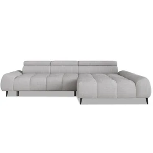 Ecksofa SANTO S – Elektrischer Sitzauszug, Verstellbare Kopfstützen, Stoff Artico 20