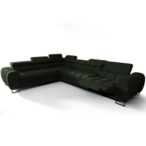 Ecksofa Aspen Max Relax 330×260 cm mit Schlaffunktion & Relax, verstellbare Kopfstützen, Liegefläche 117x190 cm, Flaschengrün (Gemma 39) 
