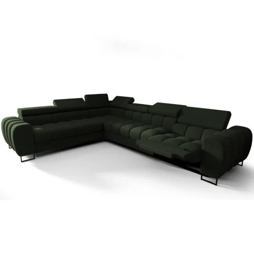 Ecksofa Aspen Max Relax 330×260 cm mit Schlaffunktion & Relax, verstellbare Kopfstützen, Liegefläche 117x190 cm, Flaschengrün (Gemma 39).png