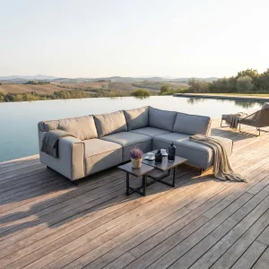 JACK Outdoor Ecksofa wetterfest modern mit wasserabweisender Polsterung, Hellgrau