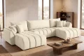 Ecksofa OTI U mit Schlaffunktion und Bettkasten - Monolith 02, Creme Beige