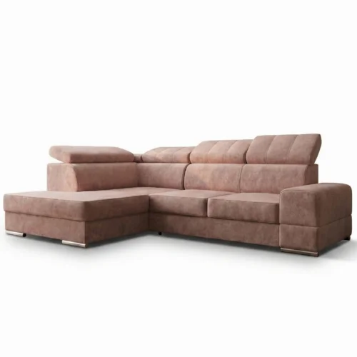 Ecksofa Royal I mit Schlaffunktion und verstellbaren Kopfstützen im exklusiven Samt - Terra 61, Rosa.jpg