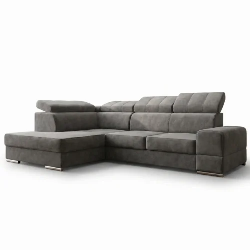 Ecksofa Royal I mit Schlaffunktion und verstellbaren Kopfstützen im exklusiven Samt - Terra 88, Grau.jpg