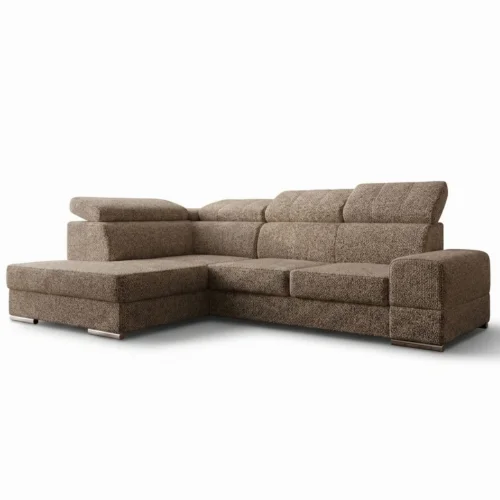 Ecksofa Royal I mit Schlaffunktion und verstellbaren Kopfstützen im strukturierten Gewebe - Aragon 22, Dunkelbeige.jpg