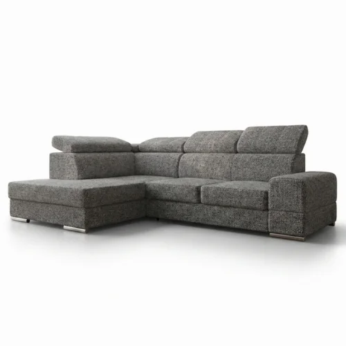 Ecksofa Royal I mit Schlaffunktion und verstellbaren Kopfstützen im strukturierten Gewebe - Aragon 93, Grau.jpg