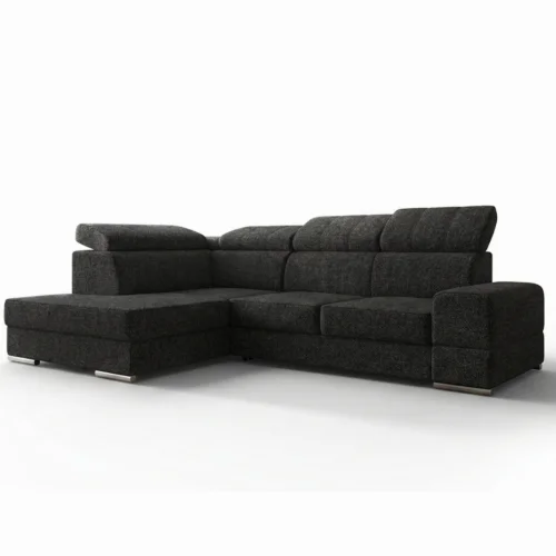 Ecksofa Royal I mit Schlaffunktion und verstellbaren Kopfstützen im strukturierten Gewebe - Aragon 99, Schwarz.jpg