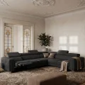 Ecksofa Orion I Relax mit Schlaffunktion und verstellbaren Kopfstützen im Glamour-Stil - Stoff Terra 96, Dunkelgrau.jpg