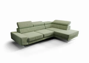 Milano I Ecksofa 270x180 cm – Modernes Ecksofa mit verstellbaren Kopfstützen, Terra 33 - Grün 