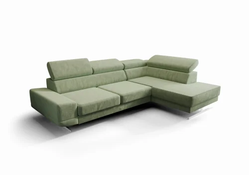 Milano I Ecksofa 270x180 cm – Modernes Ecksofa mit verstellbaren Kopfstützen, Terra 33 - Grün