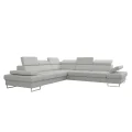 Ecksofa Echtleder GALAXY MAX 280x280 cm – Ledersofa L-Form mit Schlaffunktion & Bettkasten, Hellgrau (U-24)